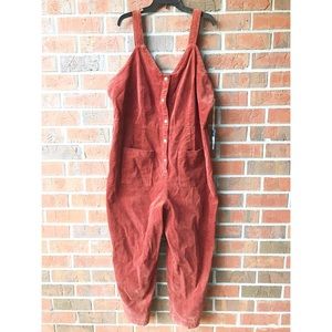 Universal Thread Orange Ribbed corduroy overalls